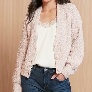 Pink Stitches and Stripes Nubby Cardigan